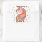 Gouden Roze en Groene Magische Eenhoorn Vierkante Sticker (Tas)