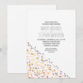 Gouden roze en marine confetti repetitie diner kaart (Voorkant / Achterkant)