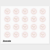 Gouden roze en witte puzzel geruit zoet 16 ronde sticker (Vel)