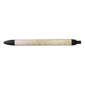 Gouden Roze Faux schittert Zwarte Inkt Pen (Voorkant)