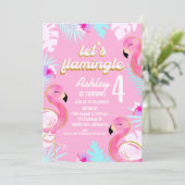 Gouden Roze Flamingo Let's Flamingle Verjaardag Kaart (Staand voorkant)