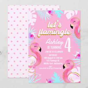 Gouden Roze Flamingo Let's Flamingle Verjaardag Kaart