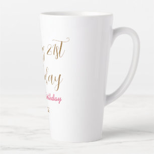 gouden roze gelukkige 21e verjaardag naam datum mo latte mok