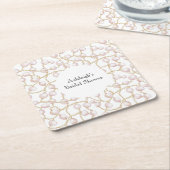 Gouden Roze Glam Parels Bruidsdouche Kartonnen Onderzetters (Schuin)