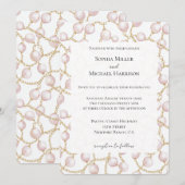 Gouden Roze Glam Parels Huwelijk Kaart (Voorkant / Achterkant)