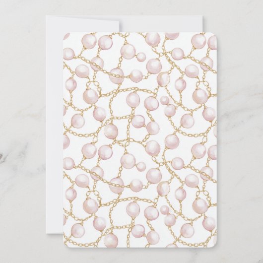 Gouden Roze Glam Parels Huwelijk Kaart (Achterkant)