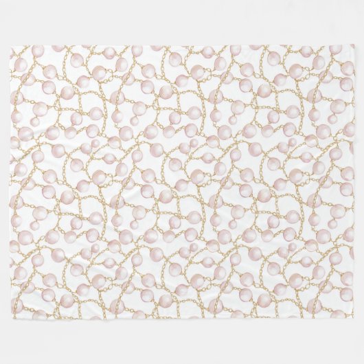Gouden Roze Glam Parels Kerstmis Fleece Deken (Voorkant (Horizontaal))