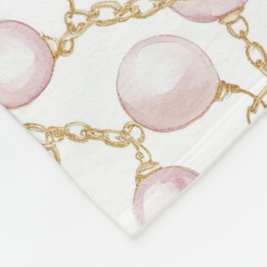 Gouden Roze Glam Parels Kerstmis Fleece Deken (Hoek)