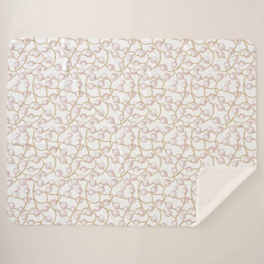 Gouden Roze Glam Parels Kerstmis Sherpa Deken (Voorkant (horizontaal))