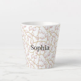 Gouden Roze Glam Parels   Latte Mok