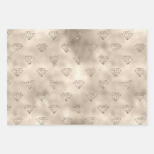Gouden Roze Glitter Diamanten Inpakpapier Vel (Voorkant 3)