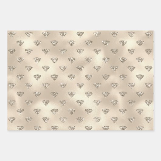 Gouden Roze Glitter Diamanten Inpakpapier Vel (Voorkant 2)