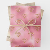 Gouden Roze Glitter Diamanten Inpakpapier Vel (In situ)
