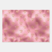Gouden Roze Glitter Diamanten Inpakpapier Vel (Voorkant)