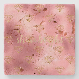 Gouden Roze Glitter Diamanten Stenen Onderzetter