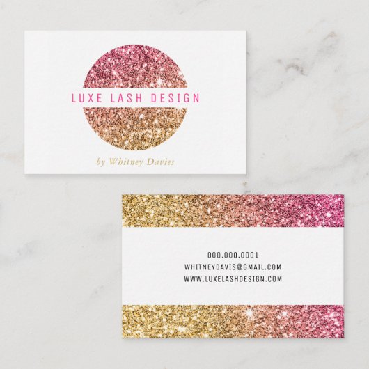 GOUDEN ROZE GLITTER LOGO luxe glamoureuze glitzy Visitekaartje (Voorkant / Achterkant)