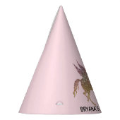 Gouden Roze Glitter Vliegende Eenhoorn Verjaardags Feesthoedjes (Links)