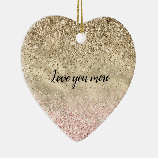 Gouden Roze Glitzy Glitter Liefde Keramisch Ornament (Rechts)