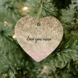 Gouden Roze Glitzy Glitter Liefde Keramisch Ornament