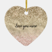 Gouden Roze Glitzy Glitter Liefde Keramisch Ornament (Voorkant)