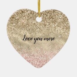 Gouden Roze Glitzy Glitter Liefde Keramisch Ornament