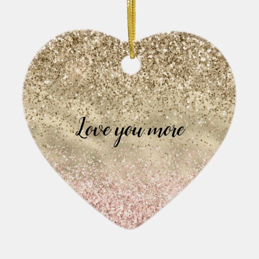 Gouden Roze Glitzy Glitter Liefde Keramisch Ornament (Voorkant)
