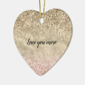 Gouden Roze Glitzy Glitter Liefde Keramisch Ornament (Links)