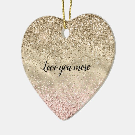 Gouden Roze Glitzy Glitter Liefde Keramisch Ornament (Links)