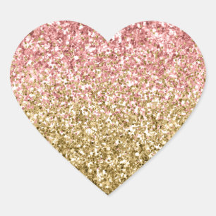 Gouden Roze Glitzy Sparkle Glitter Hart Sticker