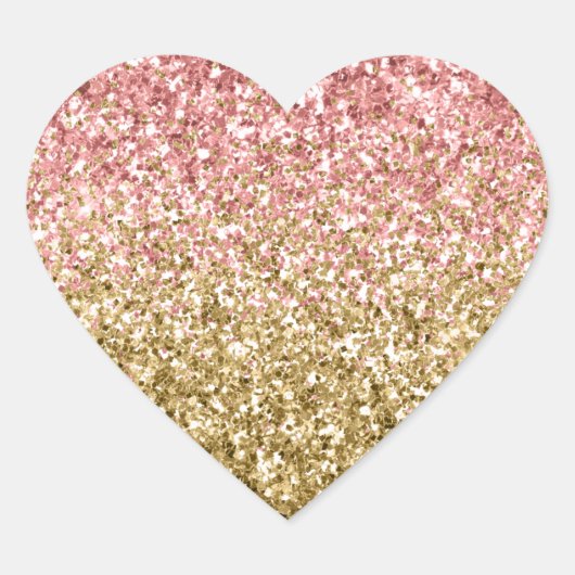 Gouden Roze Glitzy Sparkle Glitter Hart Sticker (Voorkant)