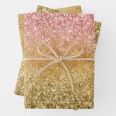 Gouden Roze Glitzy Sparkle Glitter Inpakpapier Vel (In situ)