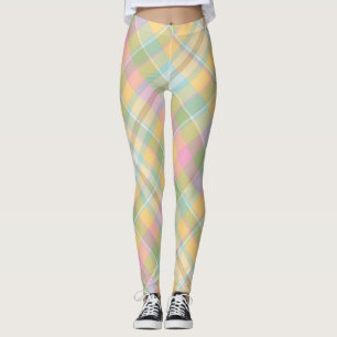 Gouden, Roze, Groene & Blauwe Ruitpatroon Leggings