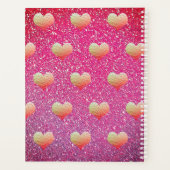 Gouden Roze Hart Patronen Glitter Monogrammen Scha Planner (Achterkant)