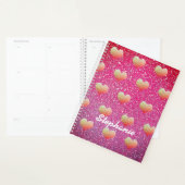 Gouden Roze Hart Patronen Glitter Monogrammen Scha Planner (Display)