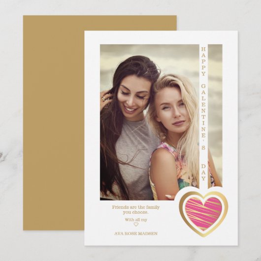 Gouden Roze Hart Vriendin Gelukkig Galentijnsdag (Voorkant / Achterkant)