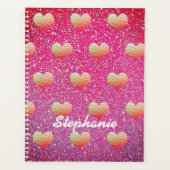Gouden Roze Harten Patronen Glitter Monogrammen Sc Planner (Voorkant)