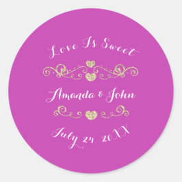 Gouden Roze Harten Save the Date Liefde is Zoet Ronde Sticker