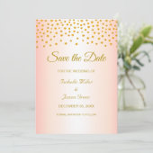 Gouden Roze Huwelijk Save the Date Uitnodiging (Staand voorkant)