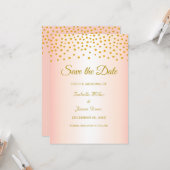 Gouden Roze Huwelijk Save the Date Uitnodiging (Voorkant / Achterkant in situ)