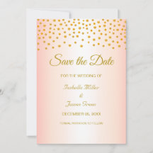 Gouden Roze Huwelijk Save the Date Uitnodiging