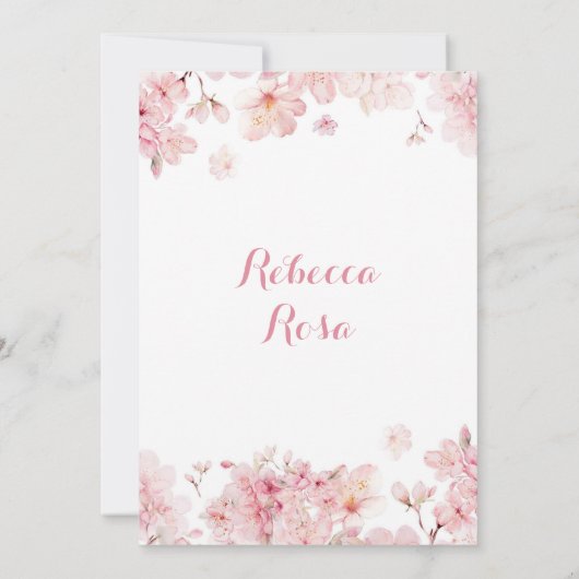 Gouden Roze Kersenbloesem Prinses Quinceañera Kaart (Achterkant)