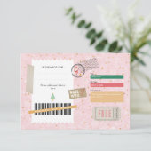 Gouden Roze Kerst Patroon Ticket Cadeaubon (Staand voorkant)