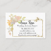 ** Gouden Roze Lavendel Elegante Waterverf Flower Visitekaartje (Achterkant)