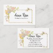 ** Gouden Roze Lavendel Elegante Waterverf Flower Visitekaartje (Voorkant / Achterkant)