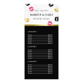 Gouden & Roze Lipstick Marks Make-up prijslijst Reclamekaart (Voorkant)
