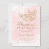gouden roze maskerade masker Sweet 16 Kaart (Voorkant)