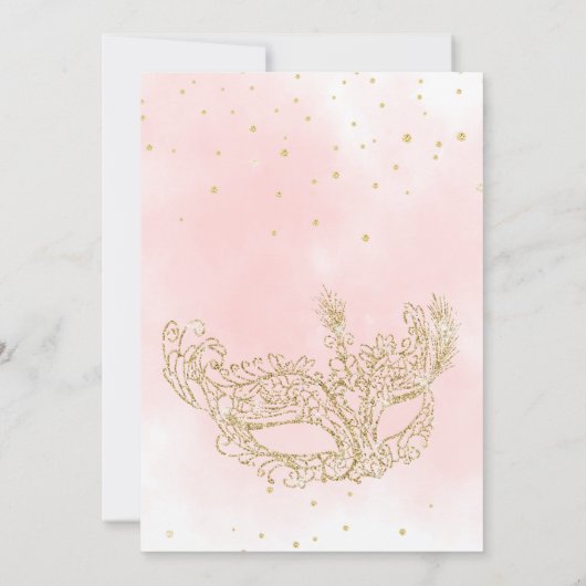gouden roze maskerade masker Sweet 16 Kaart (Achterkant)