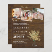 Gouden roze metalen trouwuitnodigingen (Voorkant / Achterkant)