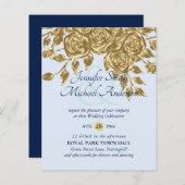 Gouden roze metalen trouwuitnodigingen (Voorkant / Achterkant)