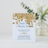 Gouden roze metalen trouwuitnodigingen (Staand voorkant)